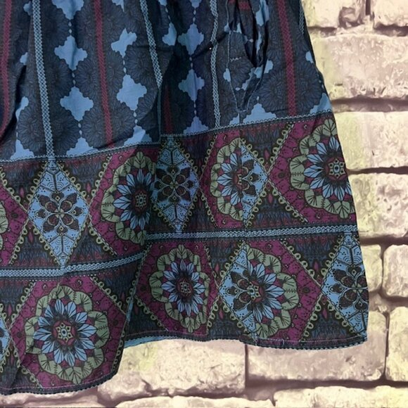 Ecote Blue, Green & Purple Fully Lined Skirt Size Large - Picture 6 of 8